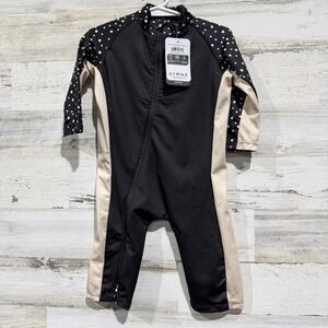 Stonz Sun Suit Infant 6-12M Black Polka Dot Night Camper Rash Guard NWT